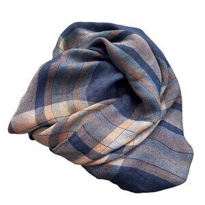 Vintage Plaid Square Scarf Lightweight Multicolor Neck Wrap Bandana Shawl Blue